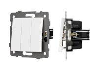 Механизм выключателя трехклавишный непроходной SWT-MK03-PL-WH-V (250V, 10A)