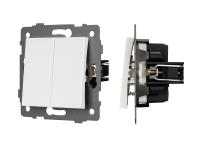 Механизм выключателя двухклавишный самовозвратный SWT-MKR2-PL-WH-V (250V, 10A)