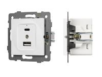 Механизм USB розетки SCT-MUAC-PL-WH-V (5V, 3A, QC4)
