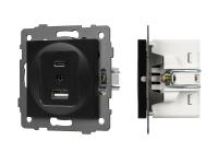 Механизм USB розетки SCT-MUAC-PL-BK-V (5V, 3A, QC4)