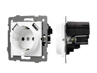 Механизм розетки с USB зарядкой SCT-MUAA-PL-WH-V (250V, 16A)