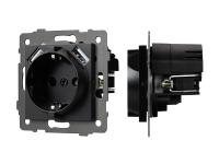 Механизм розетки с USB зарядкой SCT-MUAA-PL-BK-V (250V, 16A)