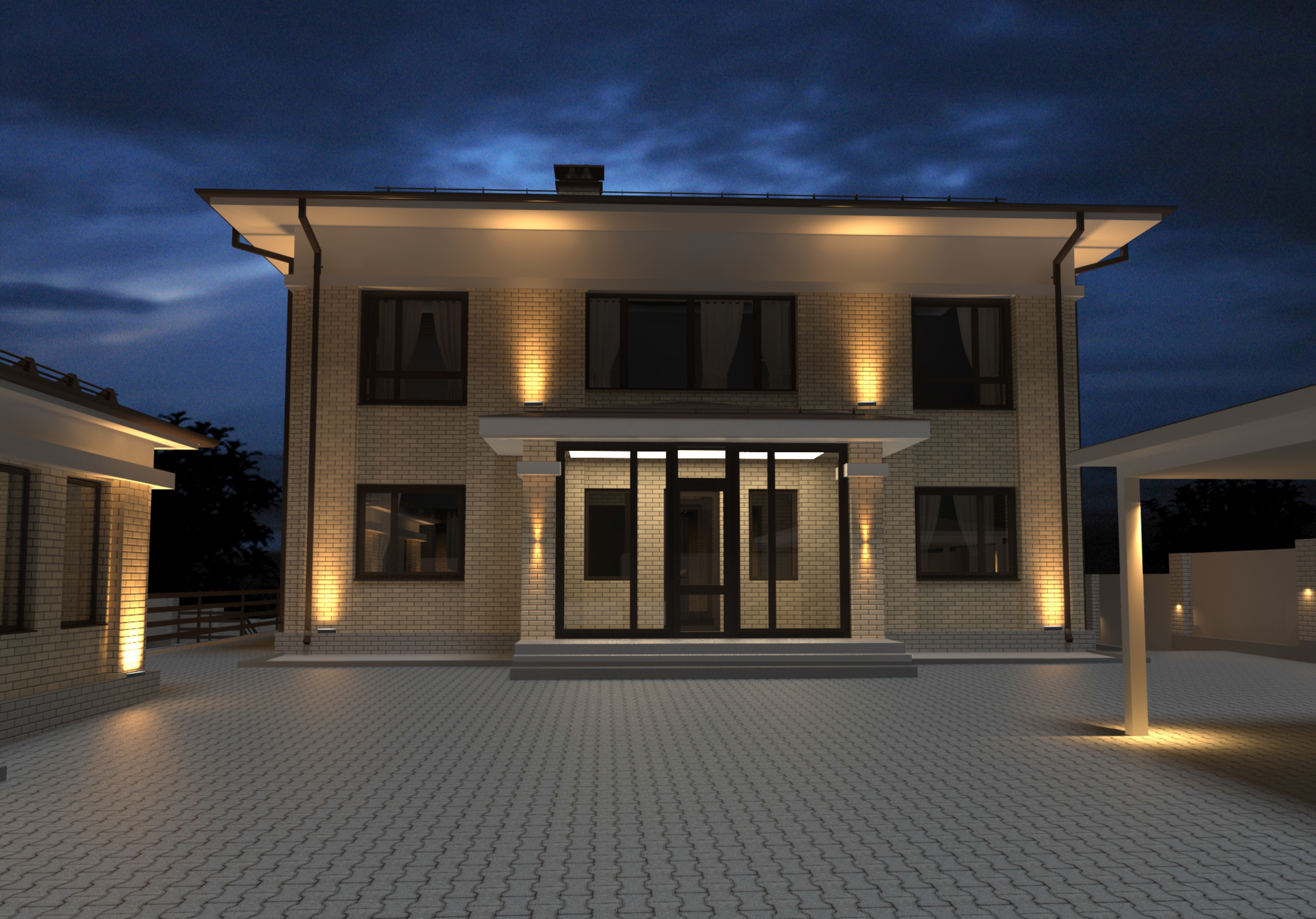 1. Проработка концепции подсветки фасада дома