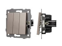 Механизм выключателя трехклавишный непроходной SWT-MK03-PL-GD-V (250V, 10A)