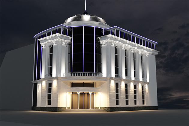 Визуализация архитектурного освещения фасада здания г. Екатеринбург
