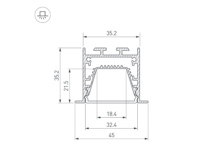 Купить Профиль LINIA45-F-TRAY-2000 BLACK в Москве