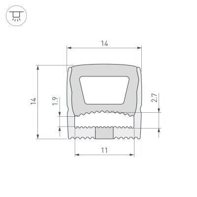 Купить Силиконовый профиль WPH-FLEX-1414-TOP-S11-20m WHITE в Москве