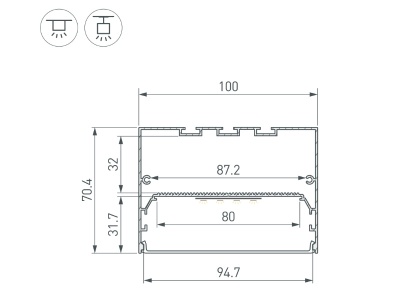 Накладной алюминиевый профиль купить в Москве