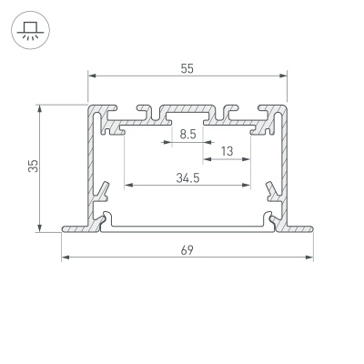 Купить Профиль S2-LINIA69-F-2500 SEAMLESS ANOD в Москве