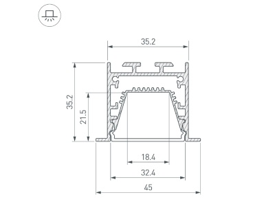 Купить Профиль LINIA45-F-TRAY-2000 ANOD в Москве